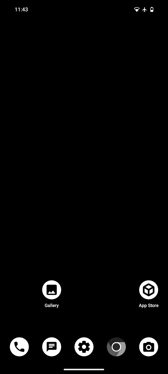 GrapheneOS home screen, the actual OS this unit runs