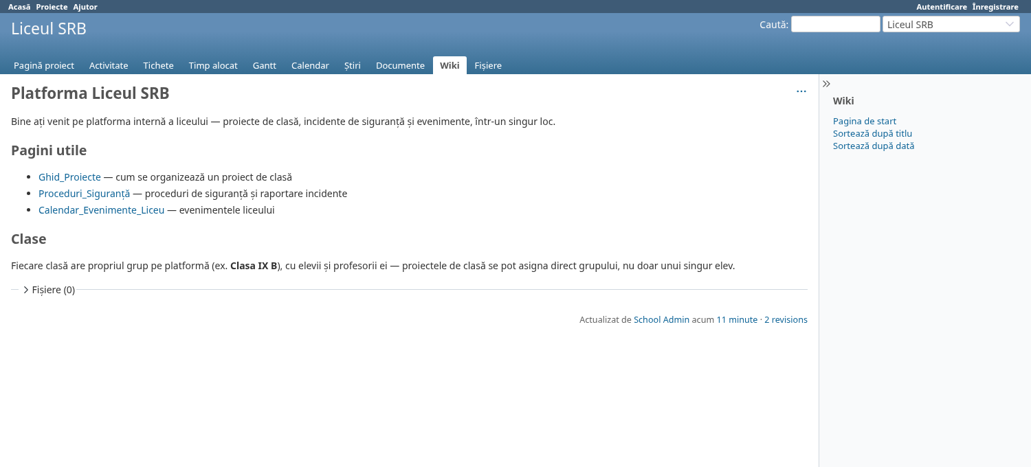 Screenshot of a school platform's wiki